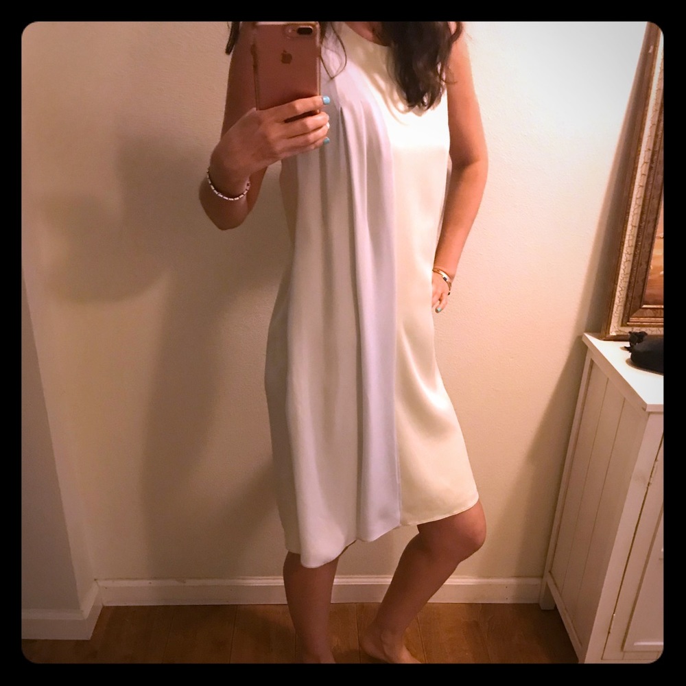 Emporio Armani Sleeveless Cream Pleated Dress